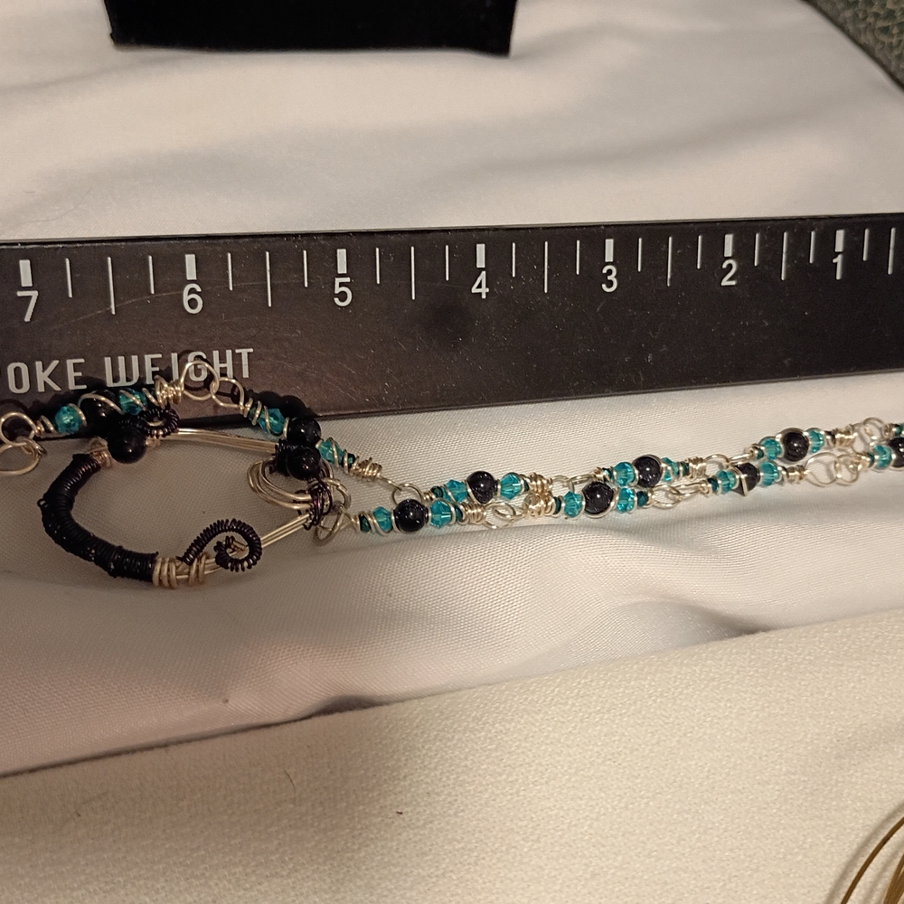 Elegant Silver and Teal Beaded Necklace